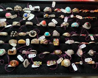 A tray of rings we are offering. Most are sterling.