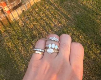 Diamond & Opal gold rings.