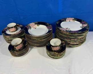 Cloisonn Peony Fitz And Floyd Plates, Bowls, Small Plates, Saucers and Cups