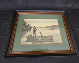 2 Men Fishing Watercolor Print