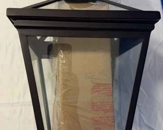 NEW Outdoor Wall Sconce Black Metal Clear Glass 19 H x 9 W