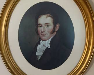 Photo of Young Man In Oval Gold-Toned Frame Print