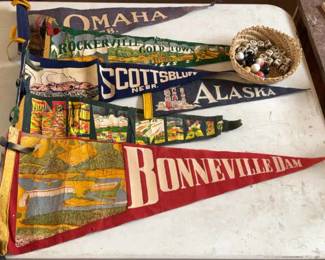 Glass Marbles And Vintage Pendant Flags