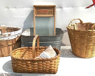 Metal Tub And Baskets.