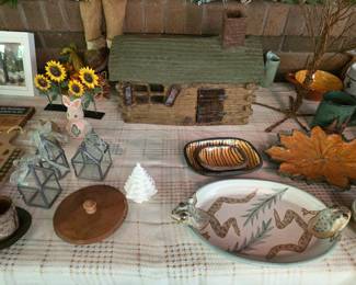 Ceramic log cabin, art project. 