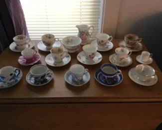 Teacup Collection on Tea Cart