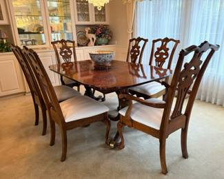 Chippendale Style Dining Table with American Drew Dining Chairs
