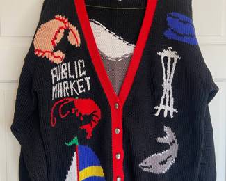 Ani Barrie Knitted "Public Market" Cardigan Sweater – Size Medium