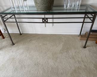 Wrought Iron and Glass Console Table