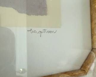 Framed & Matted Monotype Abstract Collage by Marilyn Bergstrom