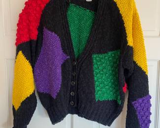 Circa 1980s Liz Claiborne Color Block Cropped Cardigan – Size Petite Medium