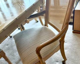 Light Tone Bamboo Style Dining Set with Four Cane Back Chairs – Made in Korea