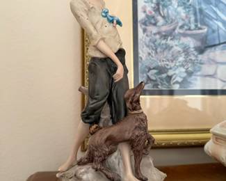 Ethan Allen Girl Walking Her Dog Capodimonte Porcelain Figurine