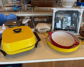 Dansk Kobenstyle Yellow and Red Paella Pans
