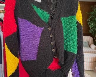 Circa 1980s Liz Claiborne Color Block Cropped Cardigan – Size Petite Medium