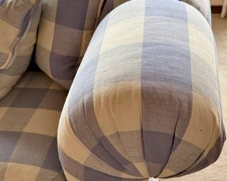 Bernhardt Blue & White Plaid Curved Sectional