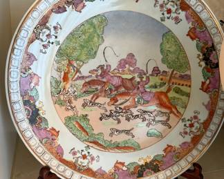 Hand Painted Hunting Scene Porcelain Platter