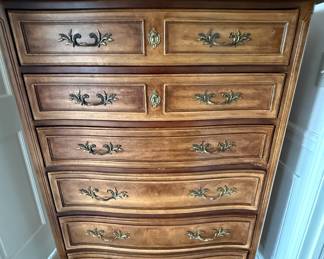 French Louis XV Style Oak Highboy Dresser