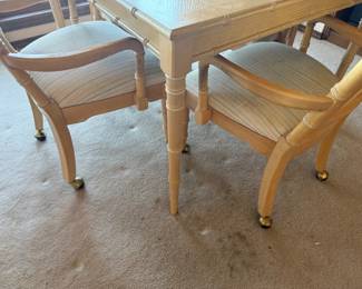 Light Tone Bamboo Style Dining Set with Four Cane Back Chairs – Made in Korea