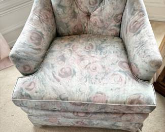 Barrel Back Accent Chair with Floral Upholstery