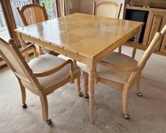 Light Tone Bamboo Style Dining Set with Four Cane Back Chairs – Made in Korea