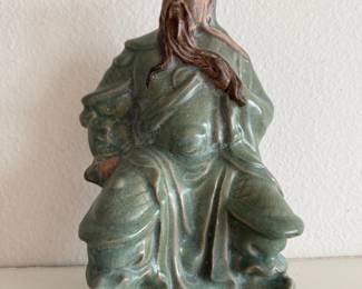 Chinese Glazed Pottery Guan Yu Figurine