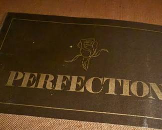 Upholstered Armchair and Ottoman with Cream, Blue and Pink Striped Pattern
