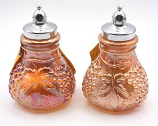 pair of "Carnival Glass" salt and pepper shakers
