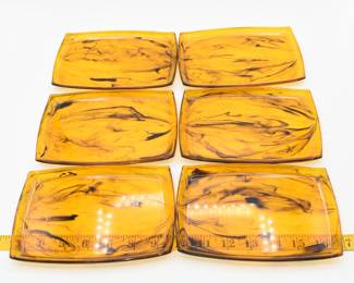 lot of 6 vintage Lucite faux tortoise shell snack/canape trays