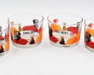 lot of 4 Fernet-Branca cocktail glasses