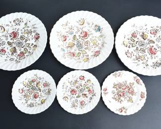 lot of 6 plates of Johnson Brothers "Staffordshire Boquet"-3 dinner plates and 3 small plates