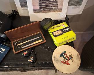 Vintage Hand Painted Drum. Castanets. Tom Tom.