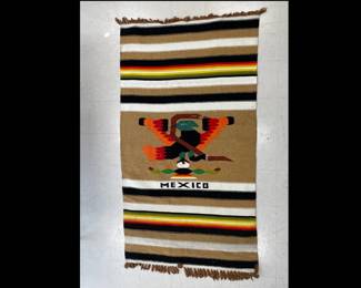 Lot 7739 Vintage Woven Mexican Textile  Blanket Rug Wall Hanging