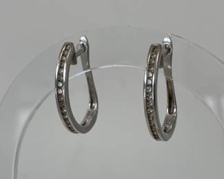 Lot 7683 14K Gold Channel Set Hoops