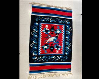 Lot 7736 Vintage Mexican Textile  Blanket Rug Wall Hanging