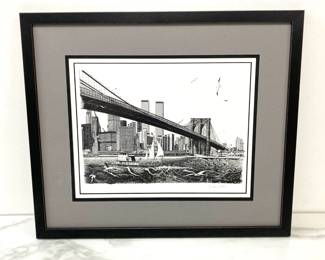 Lot 7590 Delbart Duchein signed Brooklyn Bridge Lithograph Wall Art