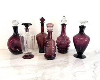 Lot 7667 Vintage Cambridge Amethyst Glass Decanters Barware