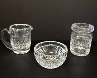 Lot 7664 Waterford Crystal CreamerBowlJam Jar