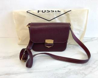Lot 7868 Fossil Lennox Leather Embossed Lizard Handbag Purse