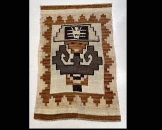 Lot 7738 Vintage Woven Wool Peruvian Textile  Blanket Rug Wall Hanging