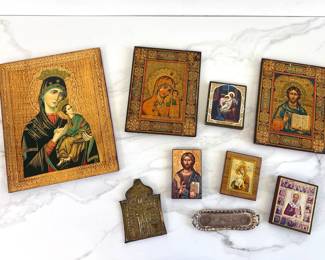 Lot 7675 Vintage Russian Orthodox Brass  Byzantine Religious Plaques