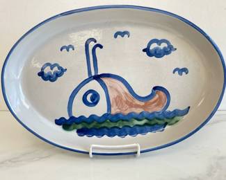 Lot 7849 MA Hadley Pottery Handmade Whale Platter