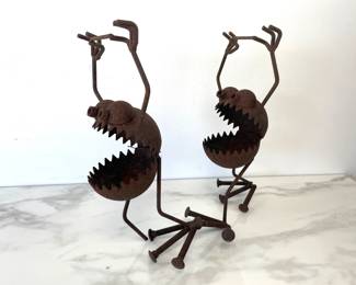 Lot 7803 Fred Conlon Salt Lake City, UT Welded Metal Yard Art Monster Gnome Holder