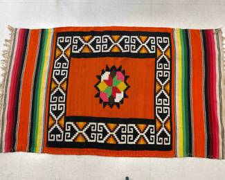 Lot 7737 Vintage Mexican Textile  Blanket Rug Wall Hanging