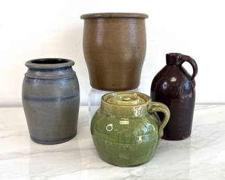 Lot 7600 Vintage Studio Pottery Vases Jug and Crock