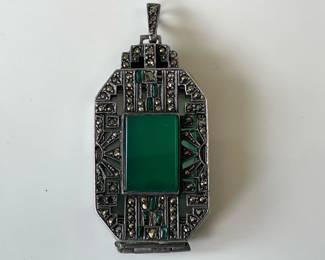 Lot 7843 Vintage 935 Silver Art Deco Marcasite Lorgnette Spectacles Pendant