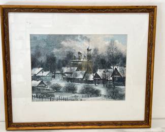 Lot 7710 Piotr Davydtchenko Signed Krestsy Crosses Framed Watercolor