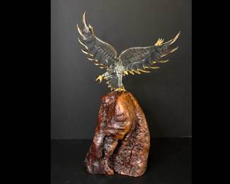 Lot 7829 Glass Baron Eagle Sculpture  Gold Accents