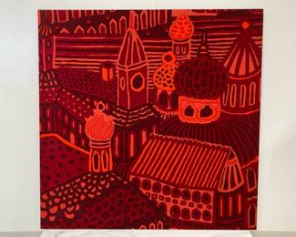 Lot 7589 Vintage 1971 Marimekko Kumiseva Katsuji Wakisaka  Mounted Fabric Panel Art