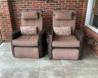 Twin Wicker Recliners